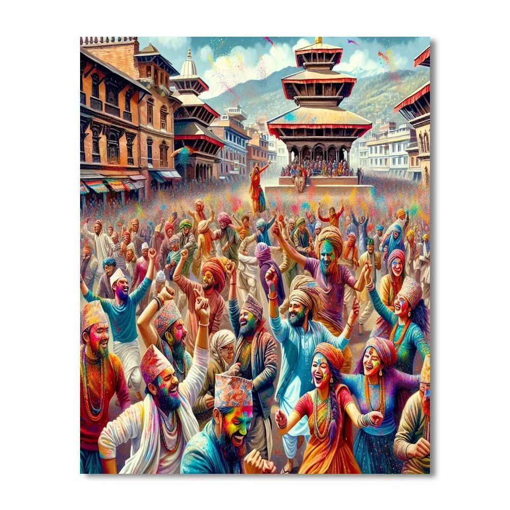 Holi Festival - Kathmandu, Nepal Numbered Painting Kits