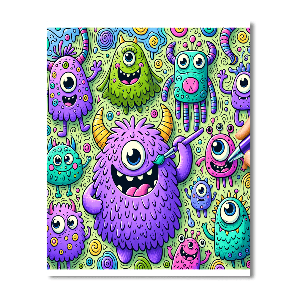 Cute Doodle Monsters Paint By Numbers Kits
