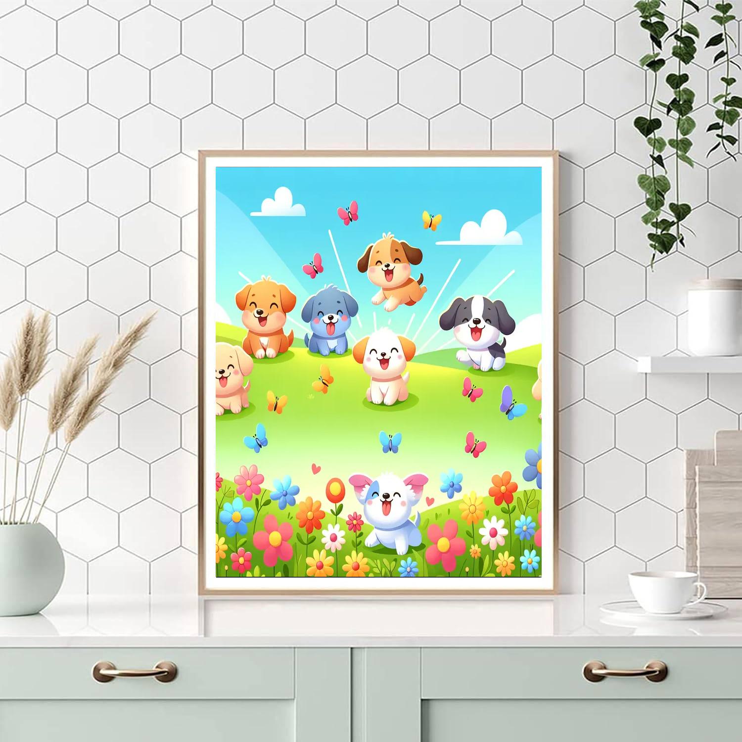 Cuddle Time With Puppies Paint By Numbers Art