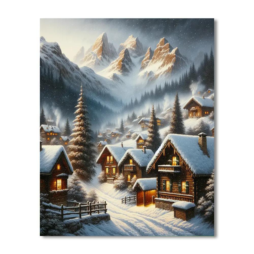 Alpine Village Snowfall Number Painting