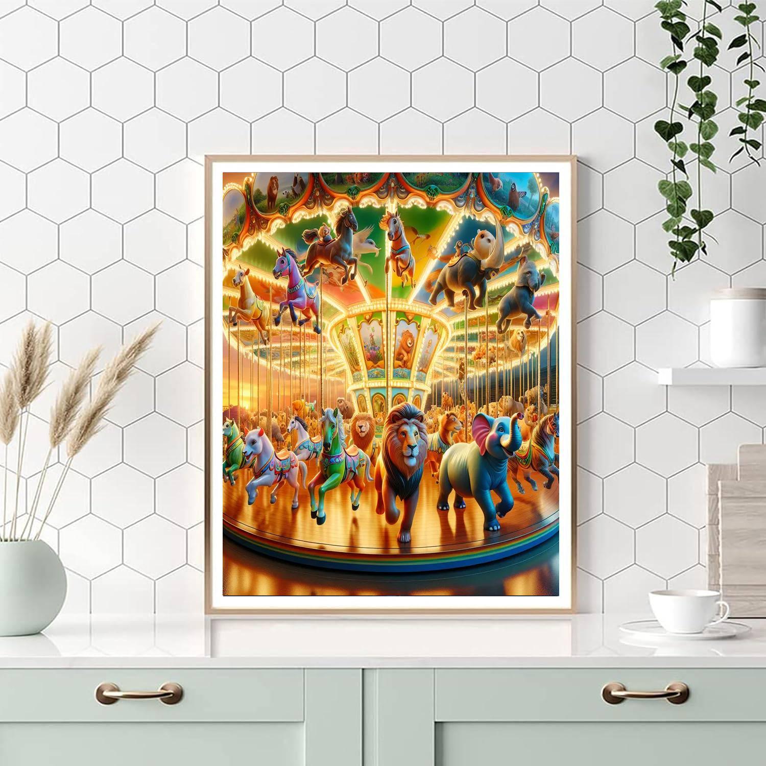 Playful Wildlife Carousel Paint By Color