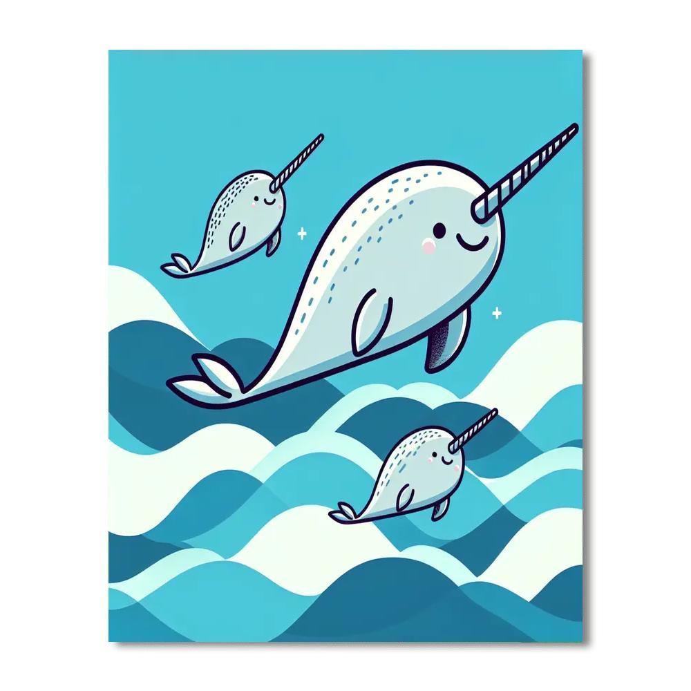 Nurturing Narwhals Paint By Numbers Art