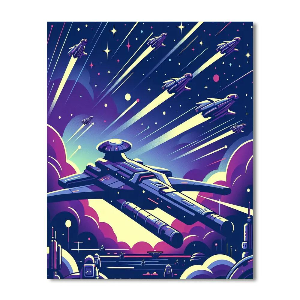 Galactic Starship Fleet Number Painting