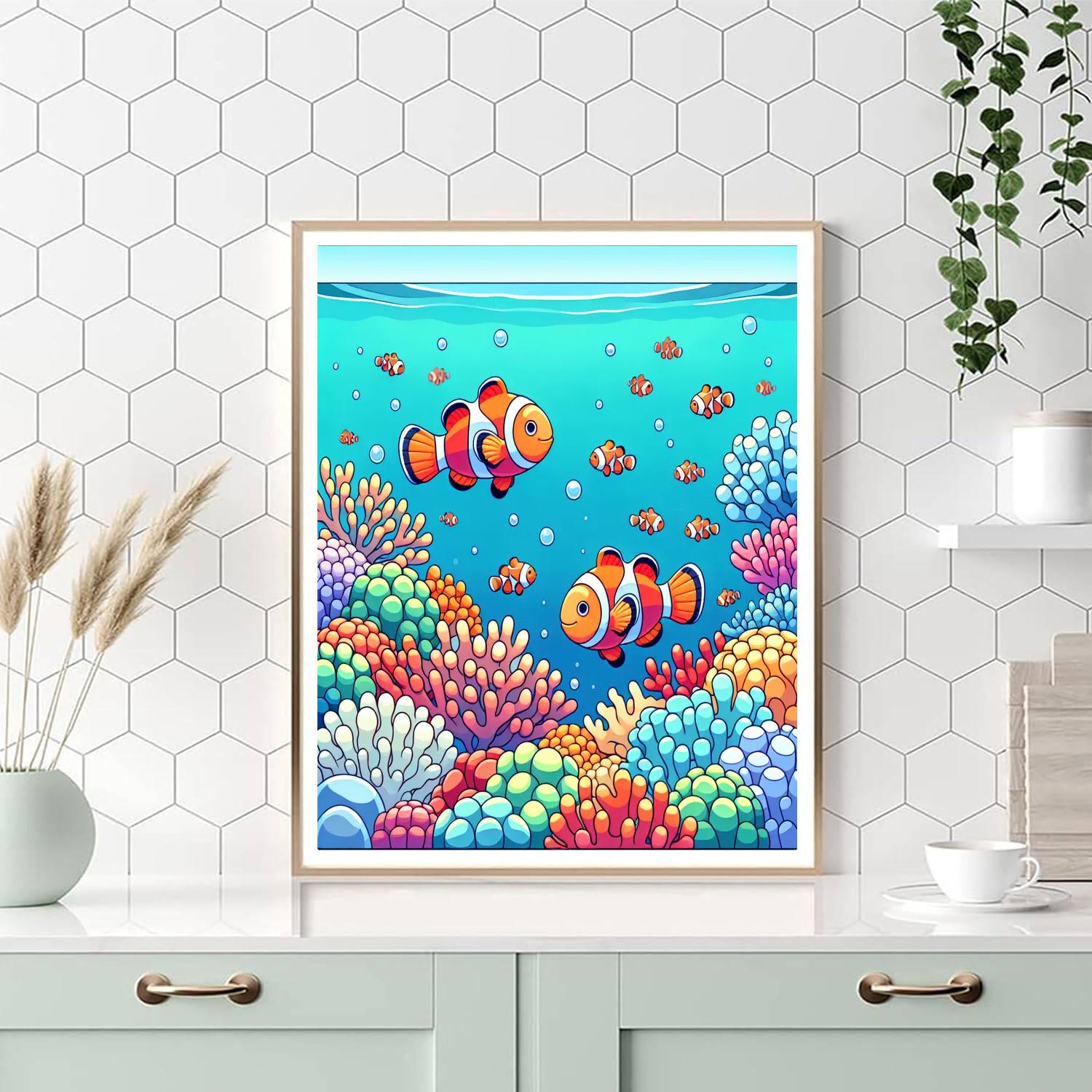 Cheerful Clownfish Reef Paint By Numbers Art