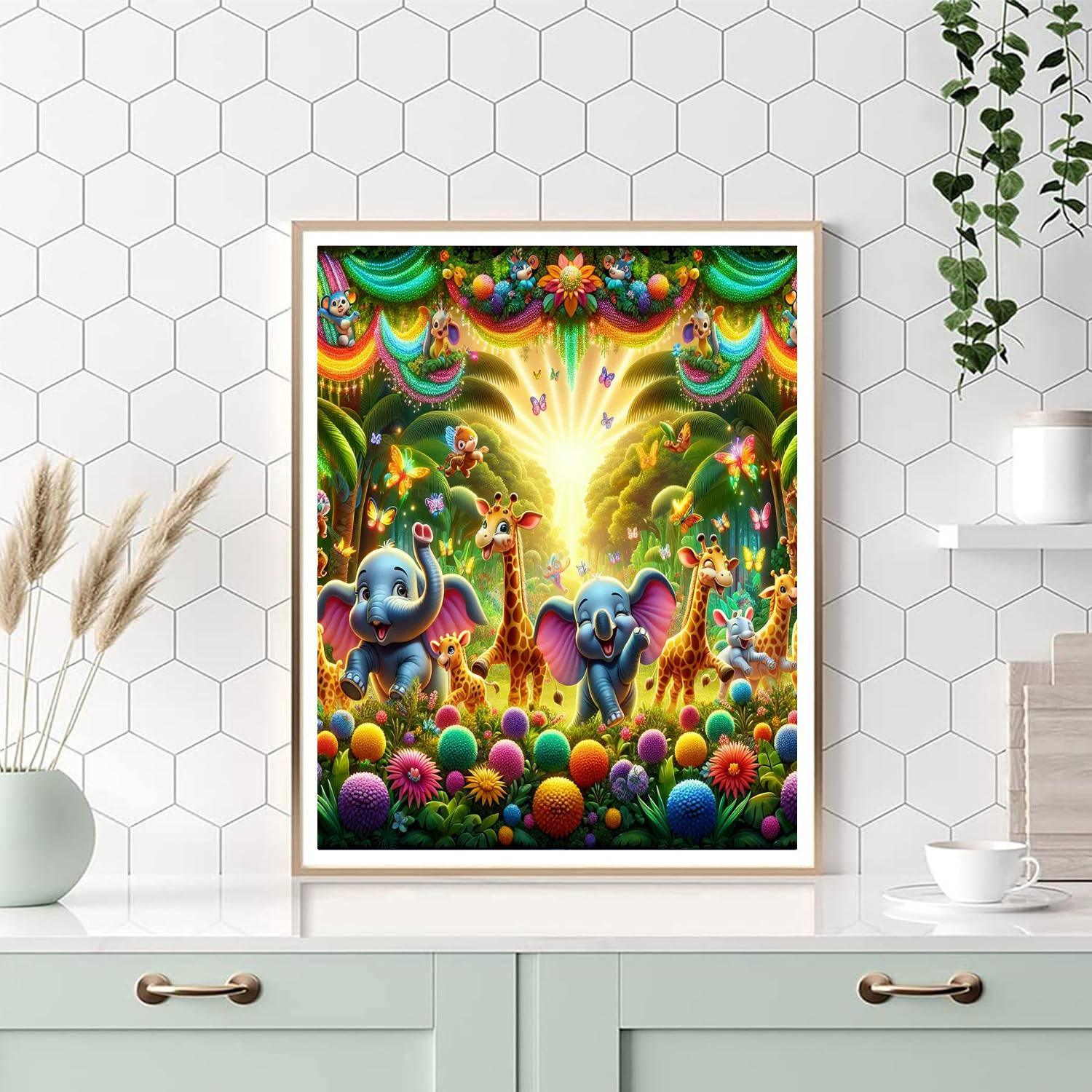 Happy Jungle Parade For Kids Numbered Painting Kits