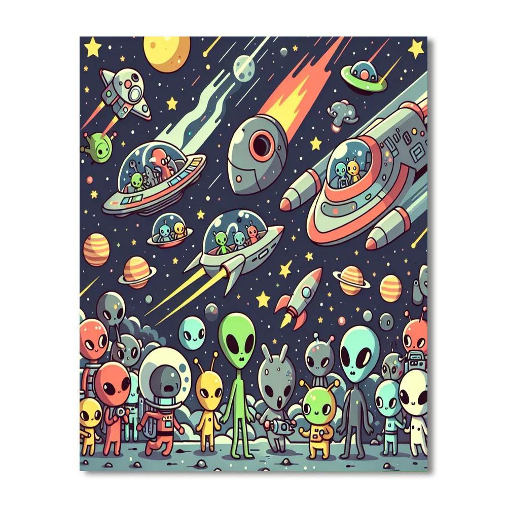 Galactic Adventures With Aliens Paint By Number