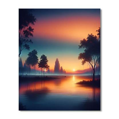 Blissful Sunset Retreat Paint By Numbers Art