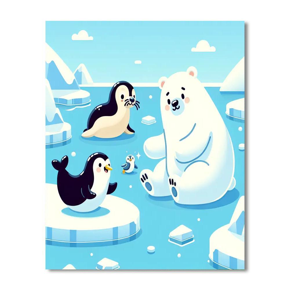 Cute Creatures Of The Arctic Paint By Numbers Art