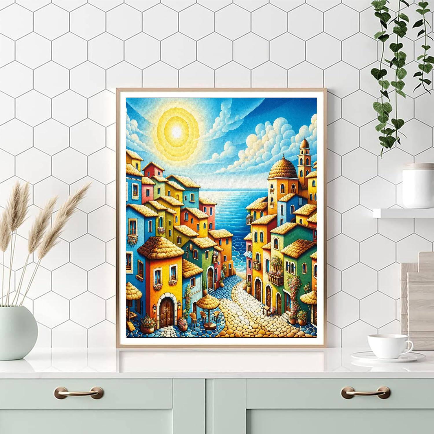 Sunkissed Mediterranean Village Paint By Numbers Art