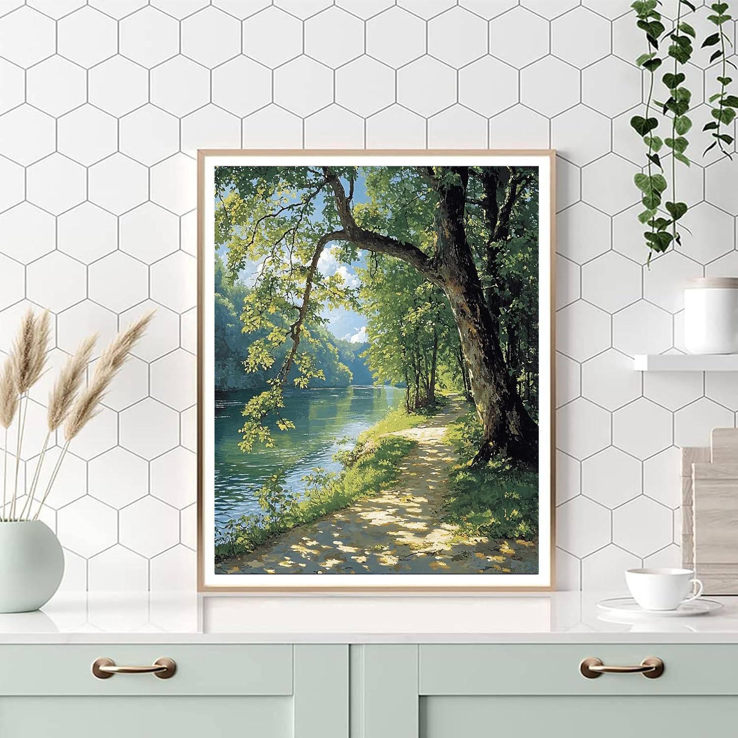 Jean-Baptiste-Camille Corot Inspired Riverside Echoes  DIY Paint By Numbers