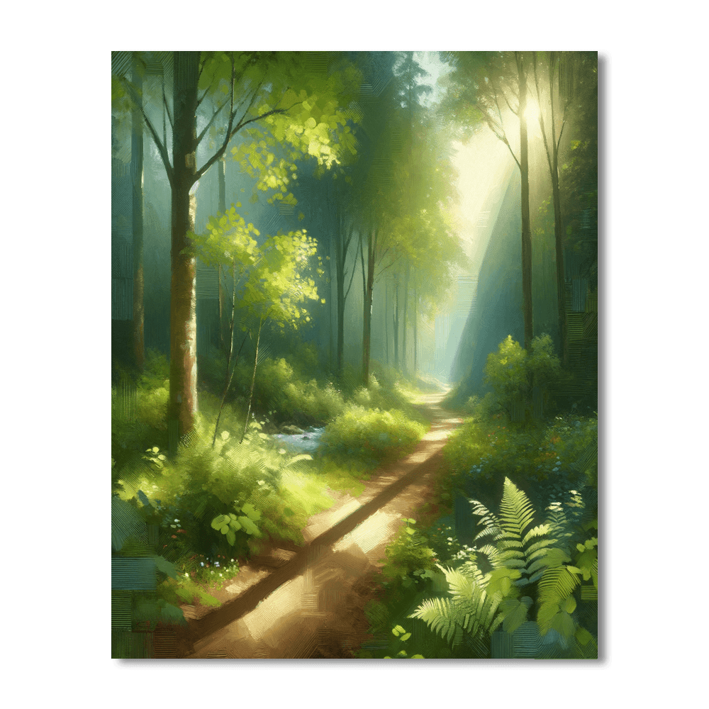 Sunlit Forest Path Paint By Color