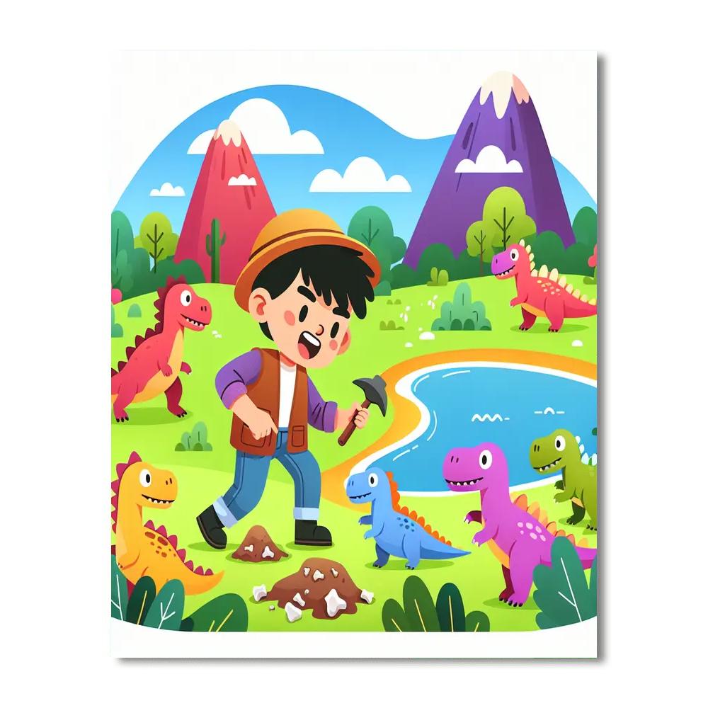 Dinosaur Island Quest Painting Number Kit