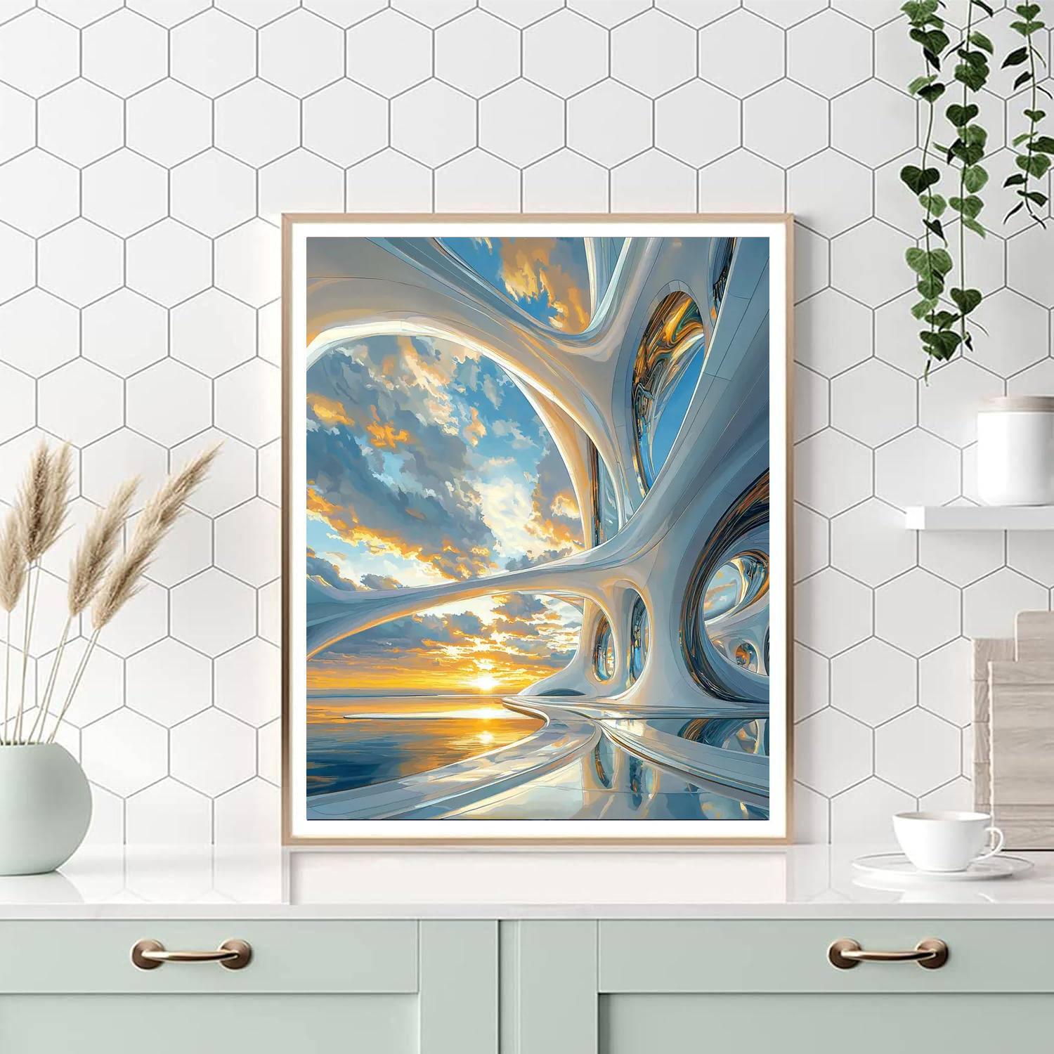 Zaha Hadid Inspired Futuristic Skies  Number Painting