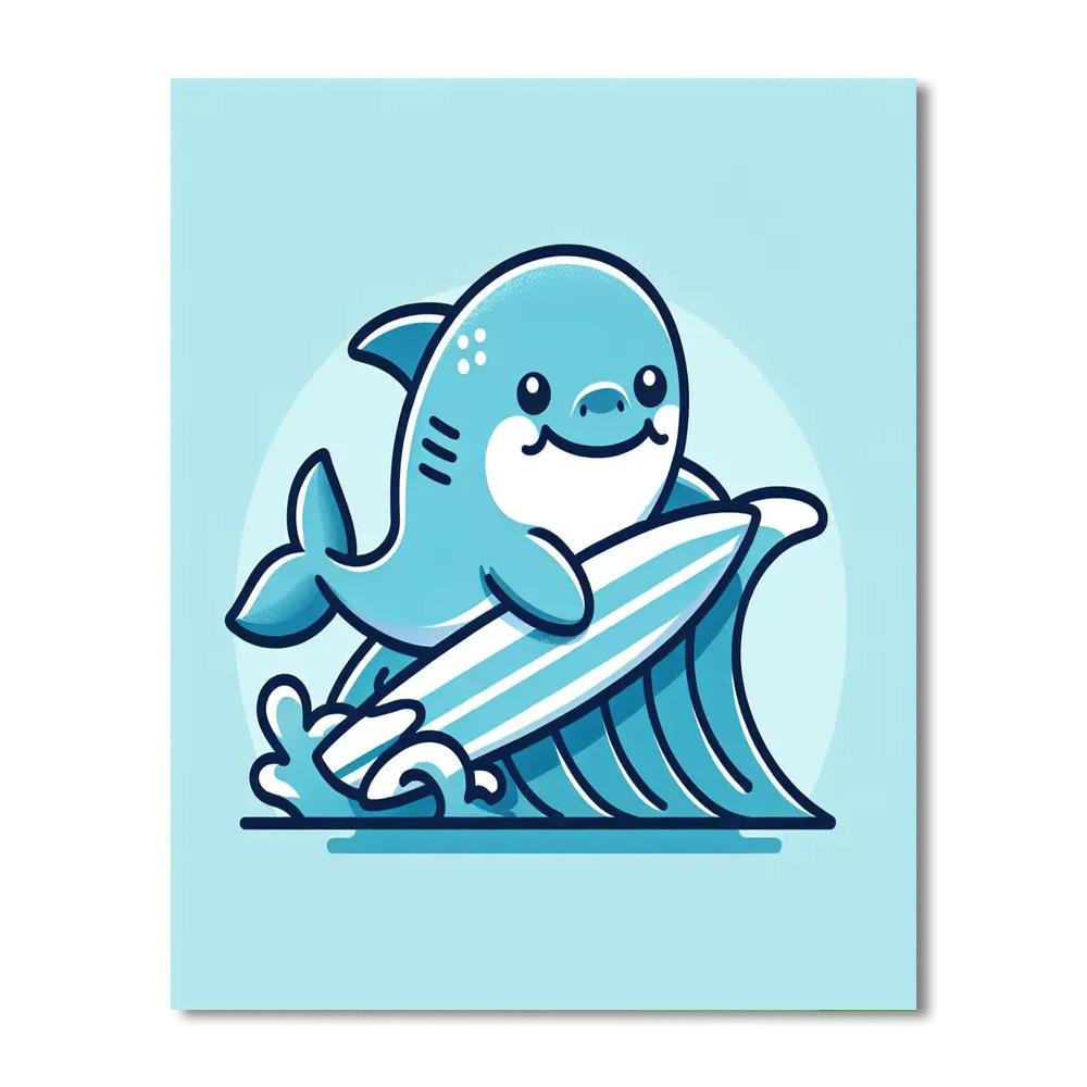 Surfing Shark Number Painting