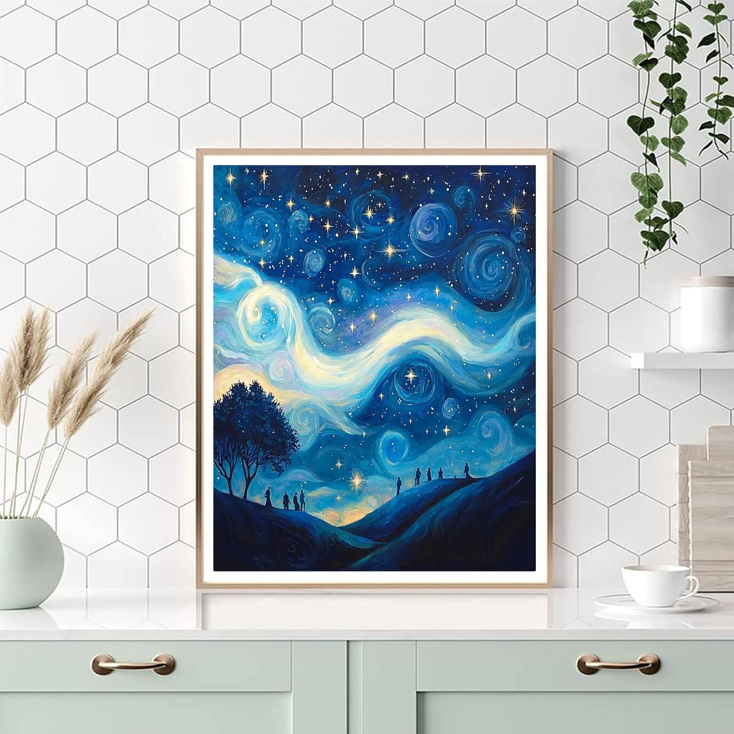 René Magritte Inspired Dreamy Stargaze  Paint By Numbers Kits