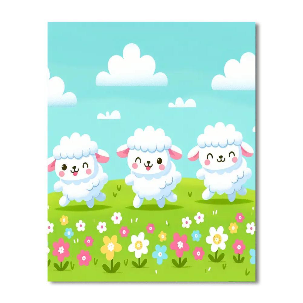 Fluffy Sheep Parade Paint By Numbers