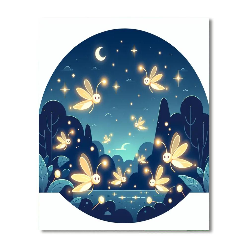 Friendly Firefly Night Paint By Numbers Art