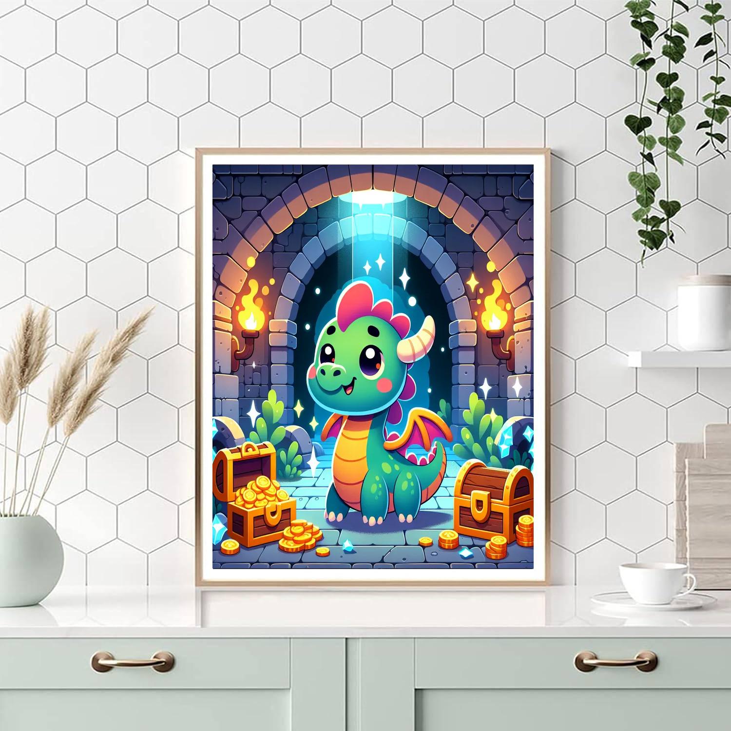 Dragon's Discovery Dungeon Paint By Numbers Art