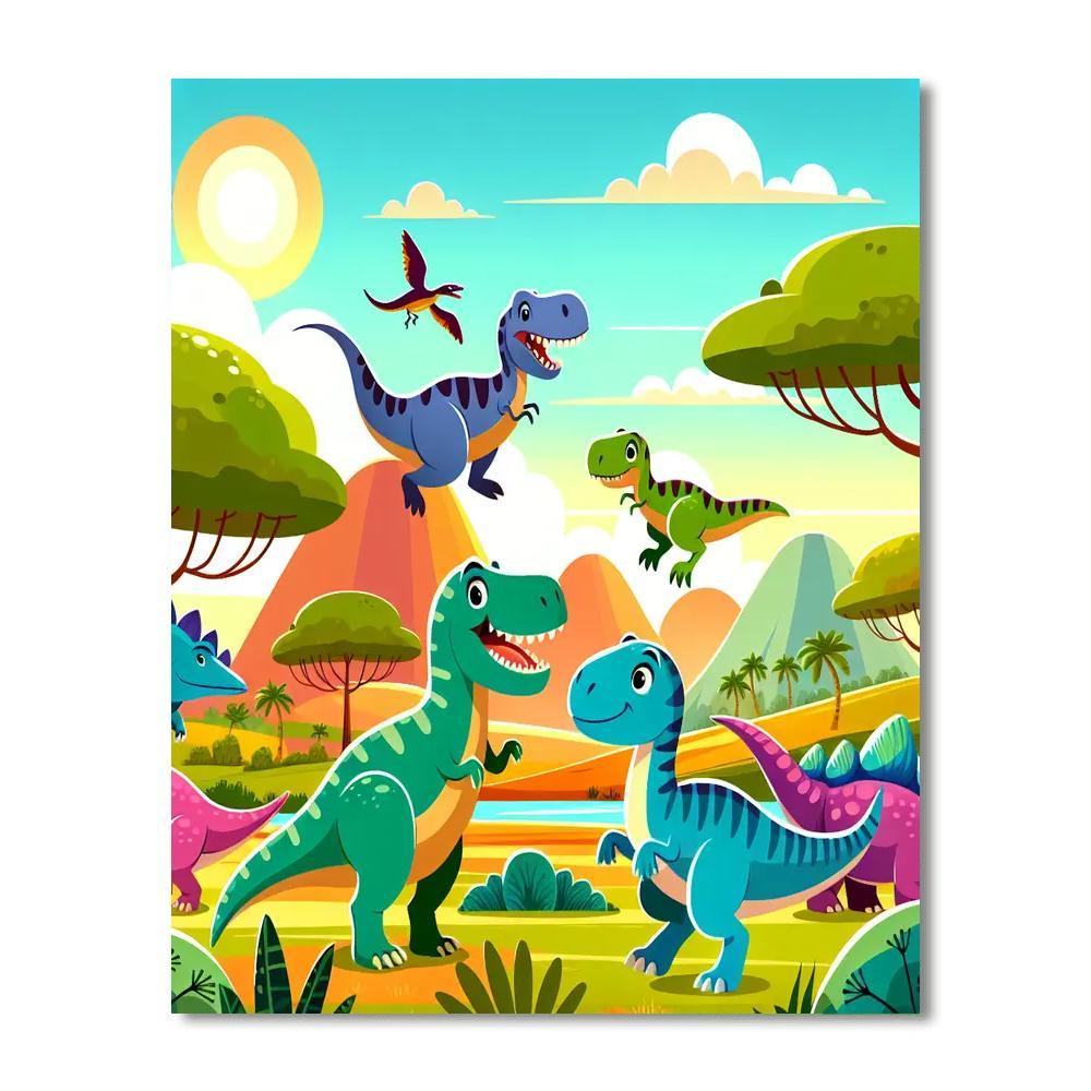 Dinosaur Safari Expedition Painting By Numbers Kit