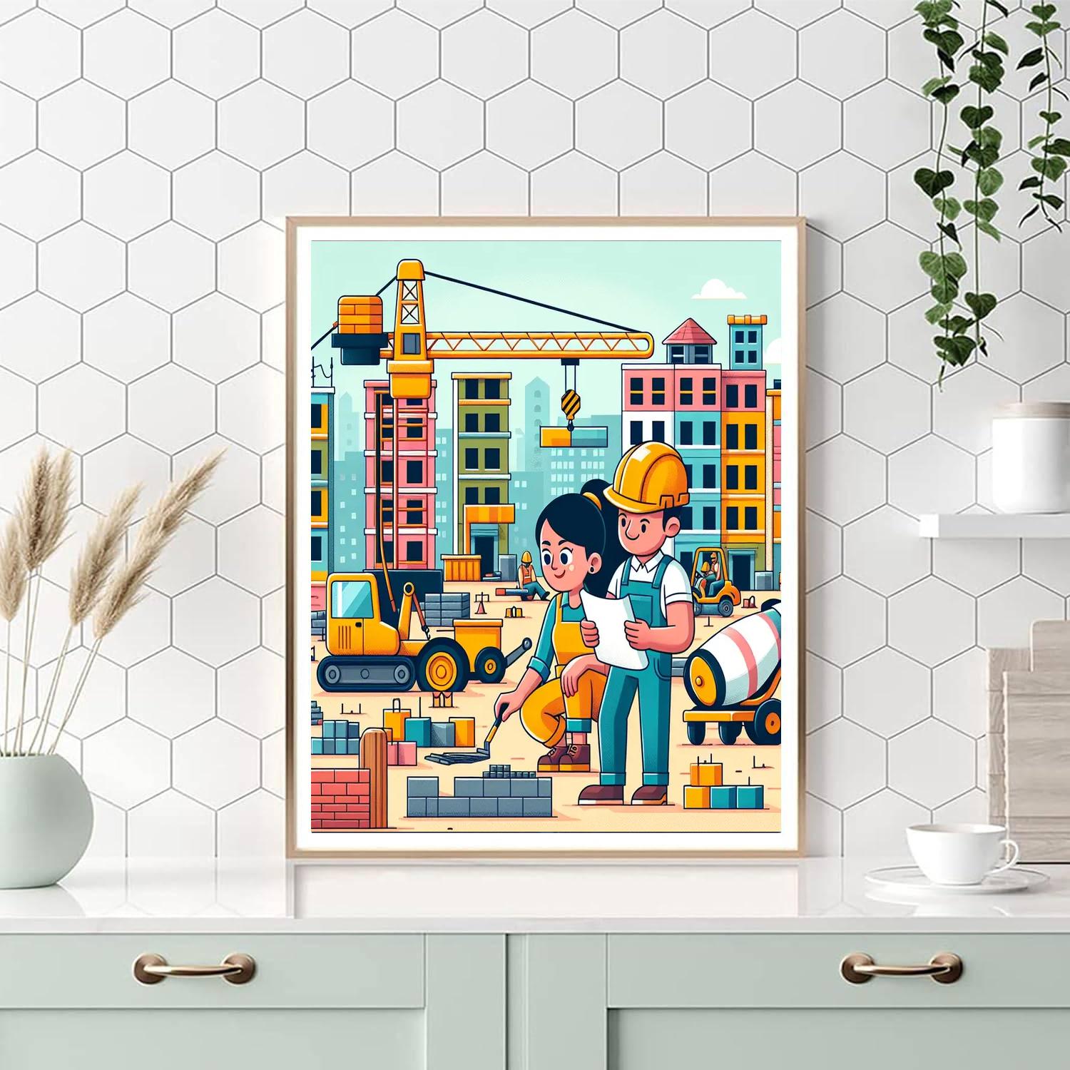 Creative Construction Site Paint By Numbers Art