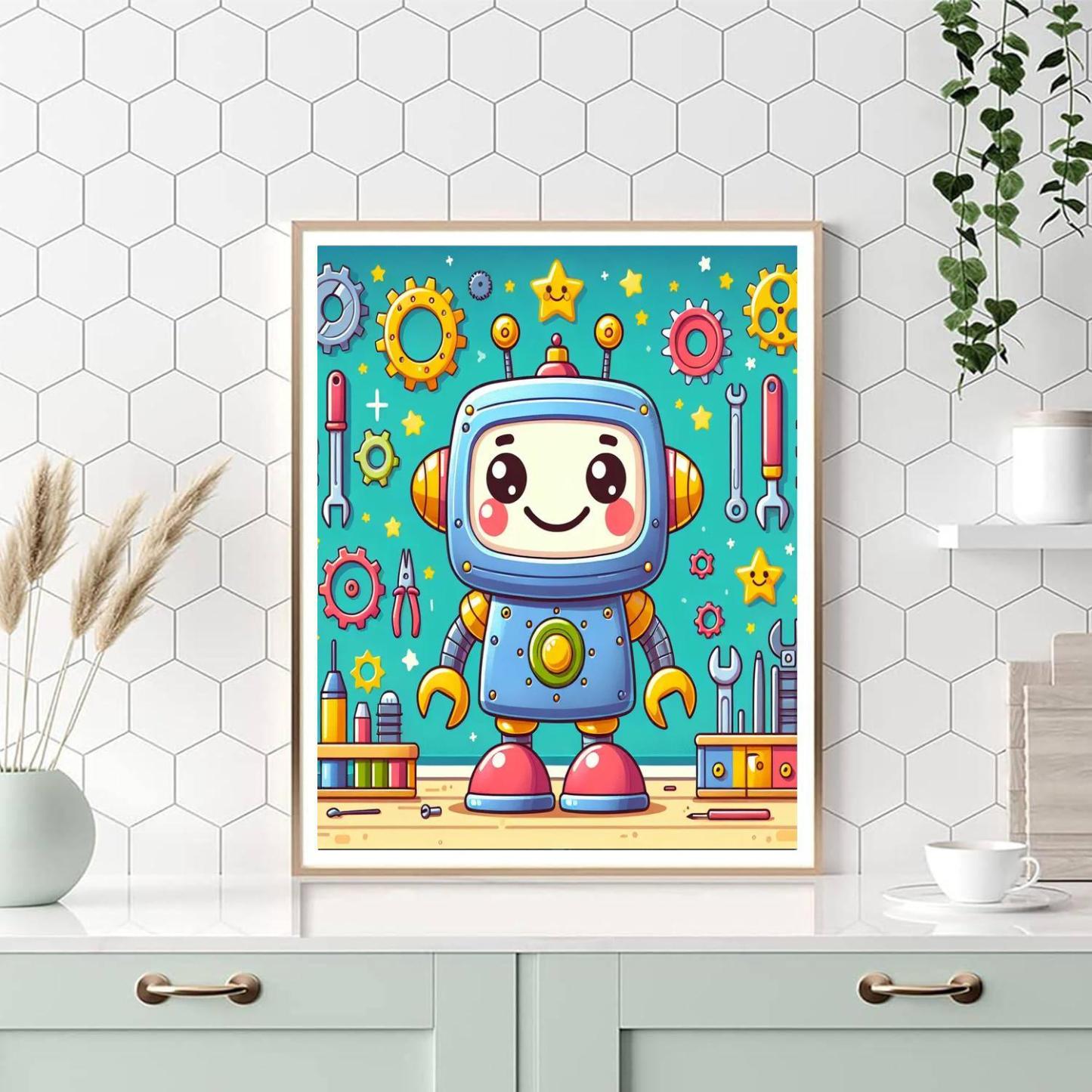 Friendly Robot Invention Number Painting
