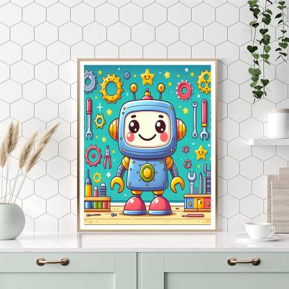 Friendly Robot Invention Number Painting