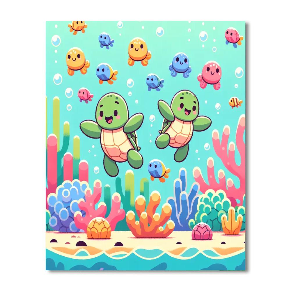 Tropical Turtle Tango Painting By Numbers Kit