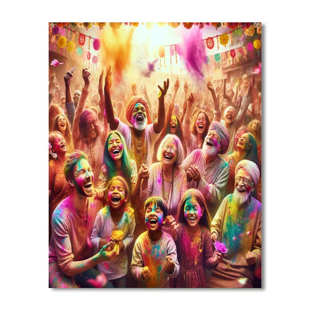 The Festival Of Color (holi) Number Painting
