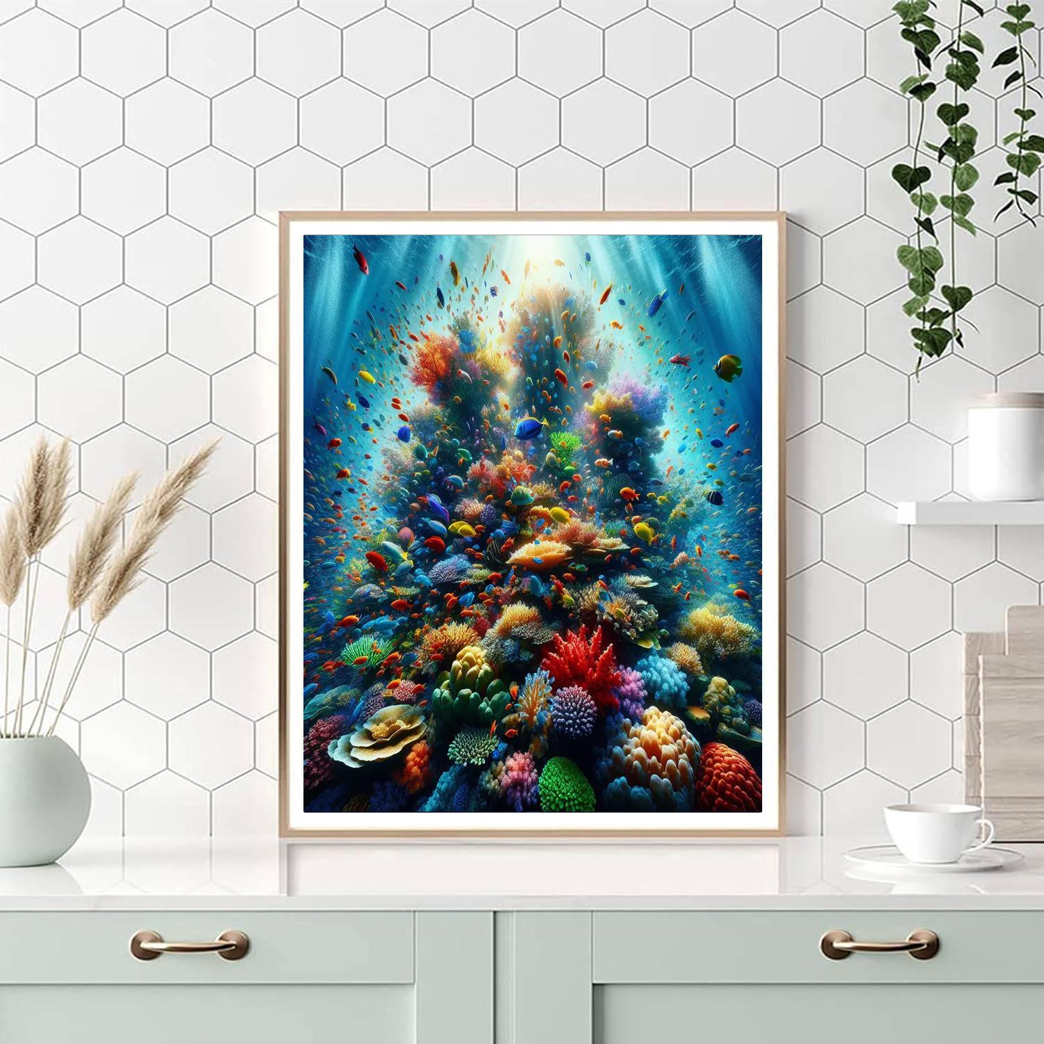 Vibrant Undersea Coral Numbered Painting Kits