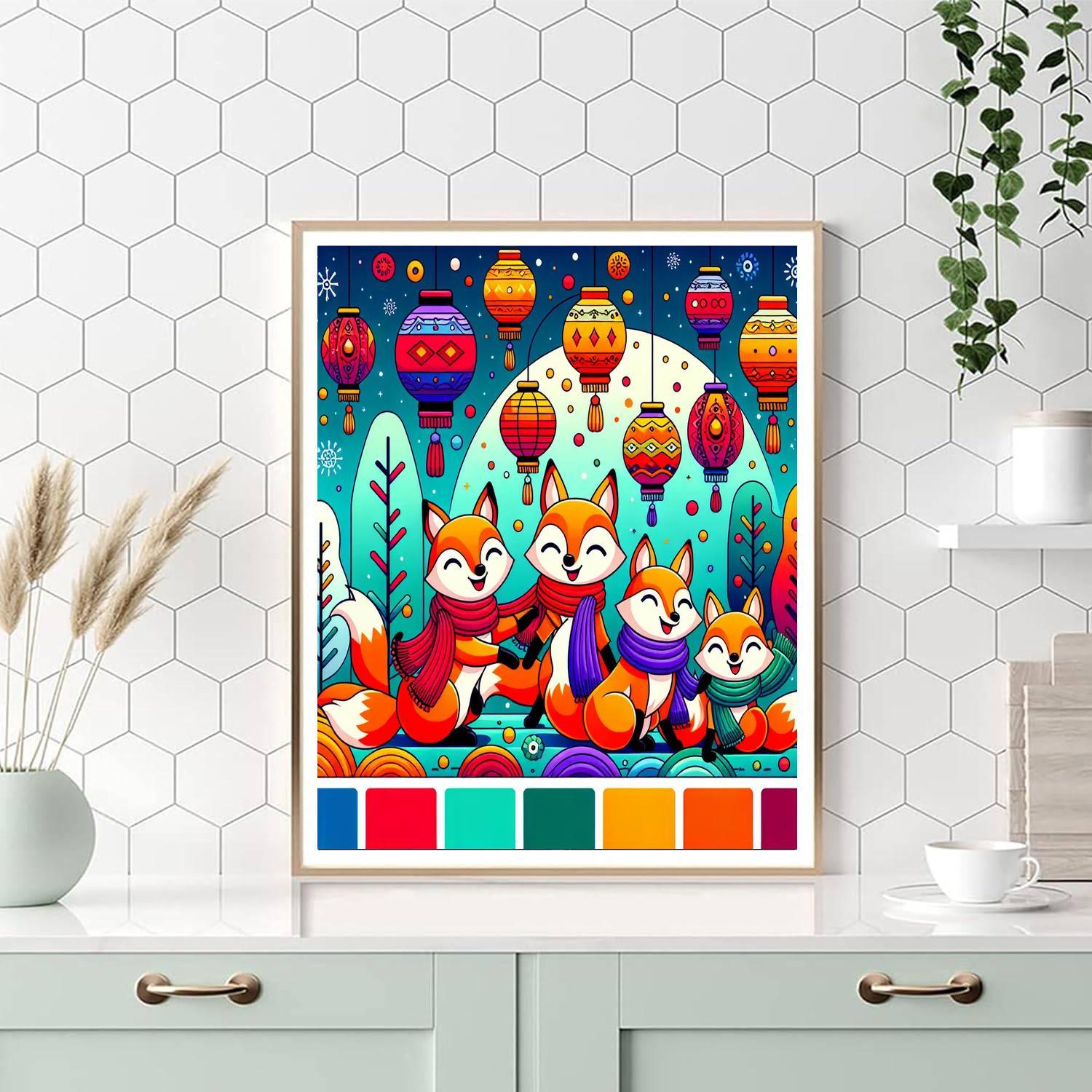 Fiesta Foxes Paint By Numbers Art