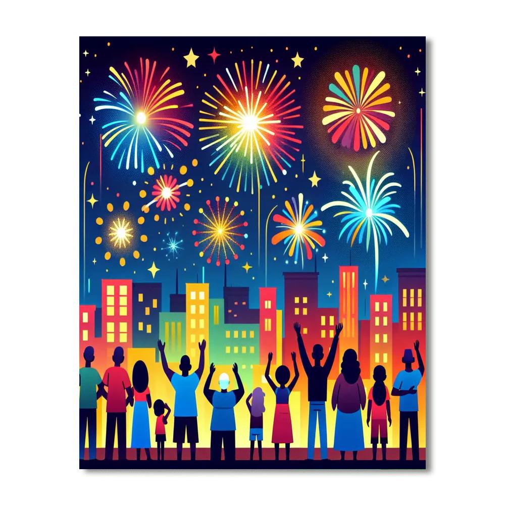 Fireworks Celebration Night DIY Paint By Numbers