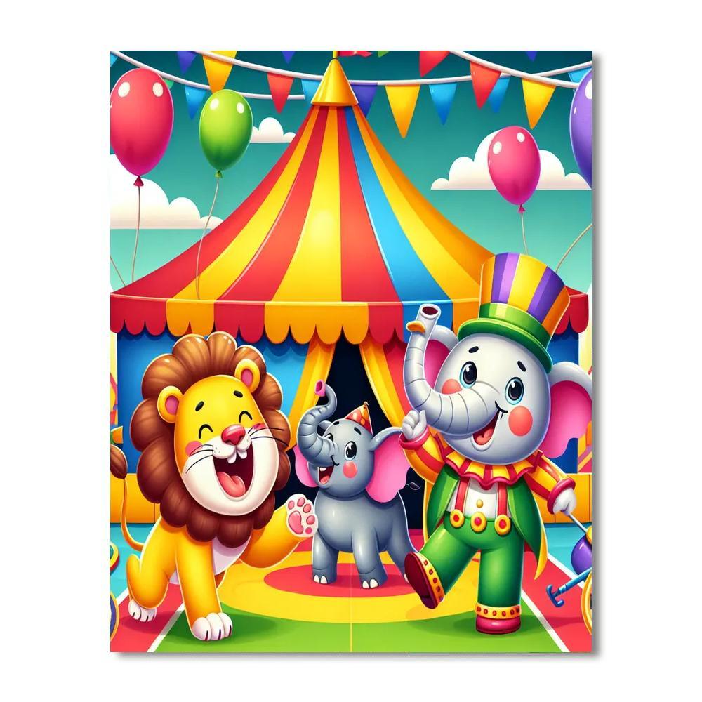 Jolly Circus Animals Paint By Numbers Art