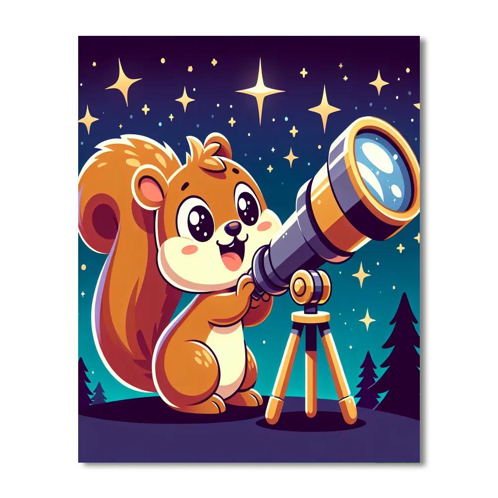 Stargazing Squirrel Paint By Numbers Art