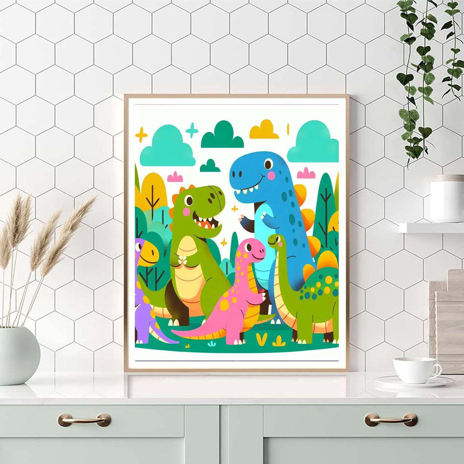 Giggling Dinosaurs DIY Paint By Numbers