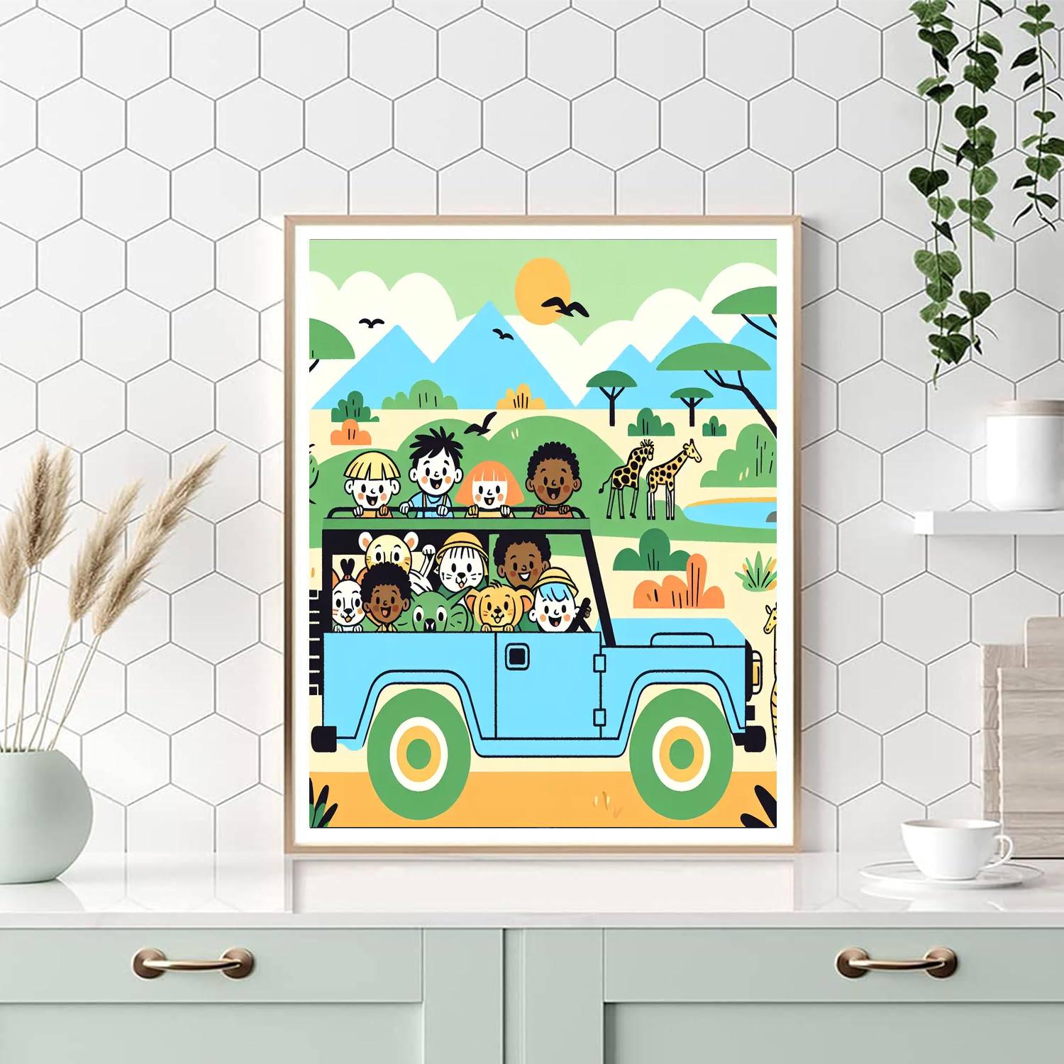 Safari Jeep Journey Number Painting