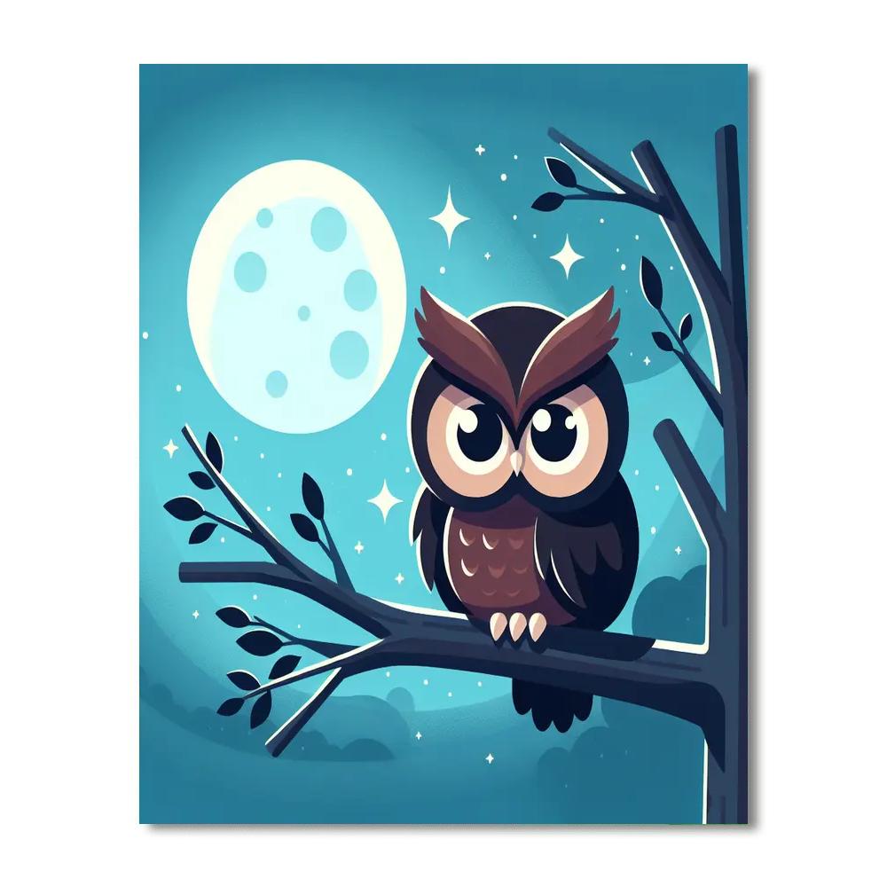 Dreamy Night Owl Number Painting