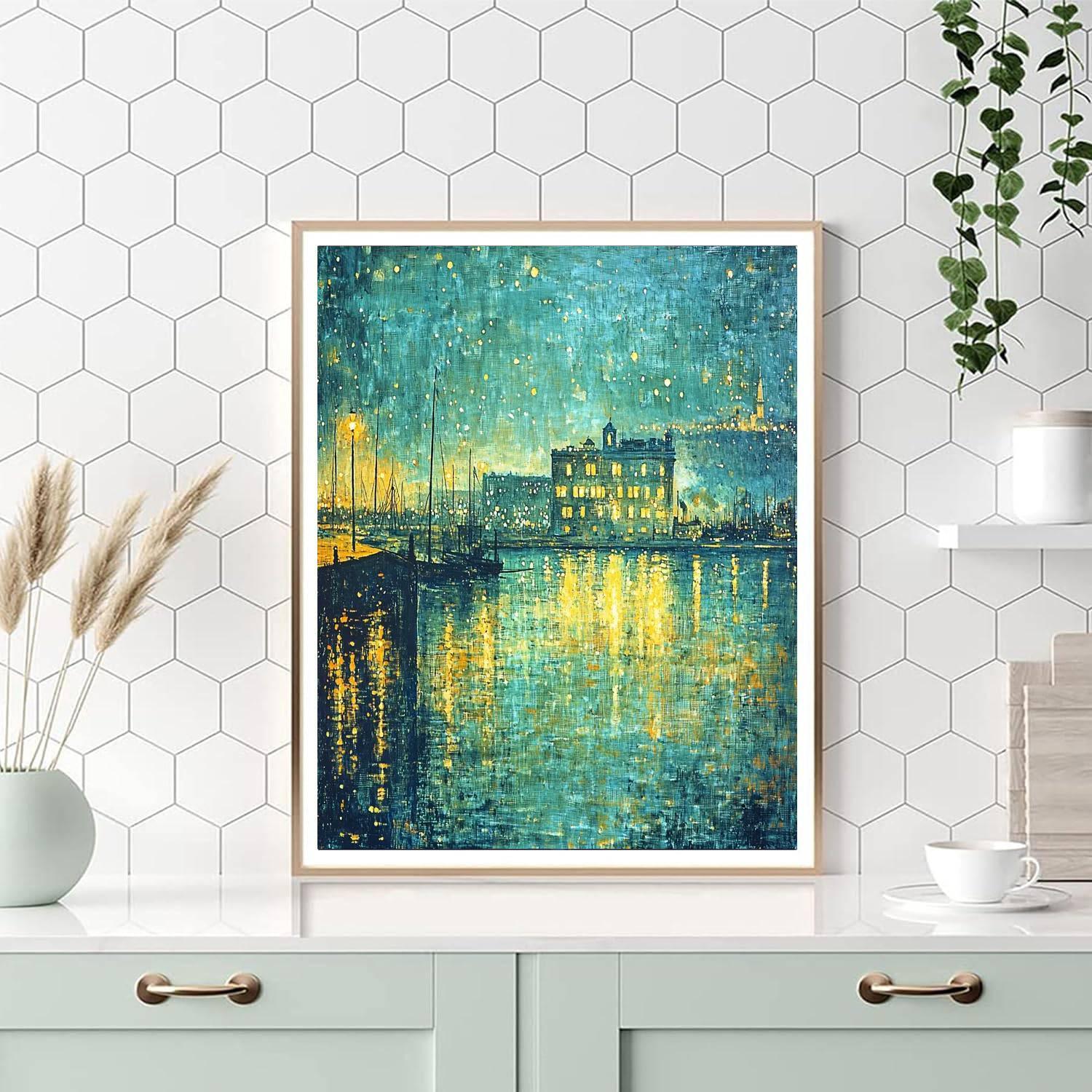 James Whistler Inspired Luminous Urban Nightscape  Paint By Numbers