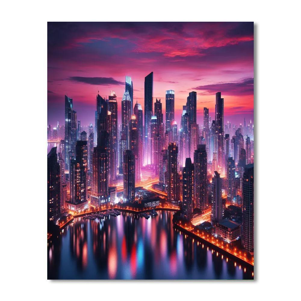 Twilight Cityscape Splendor Paint By Color