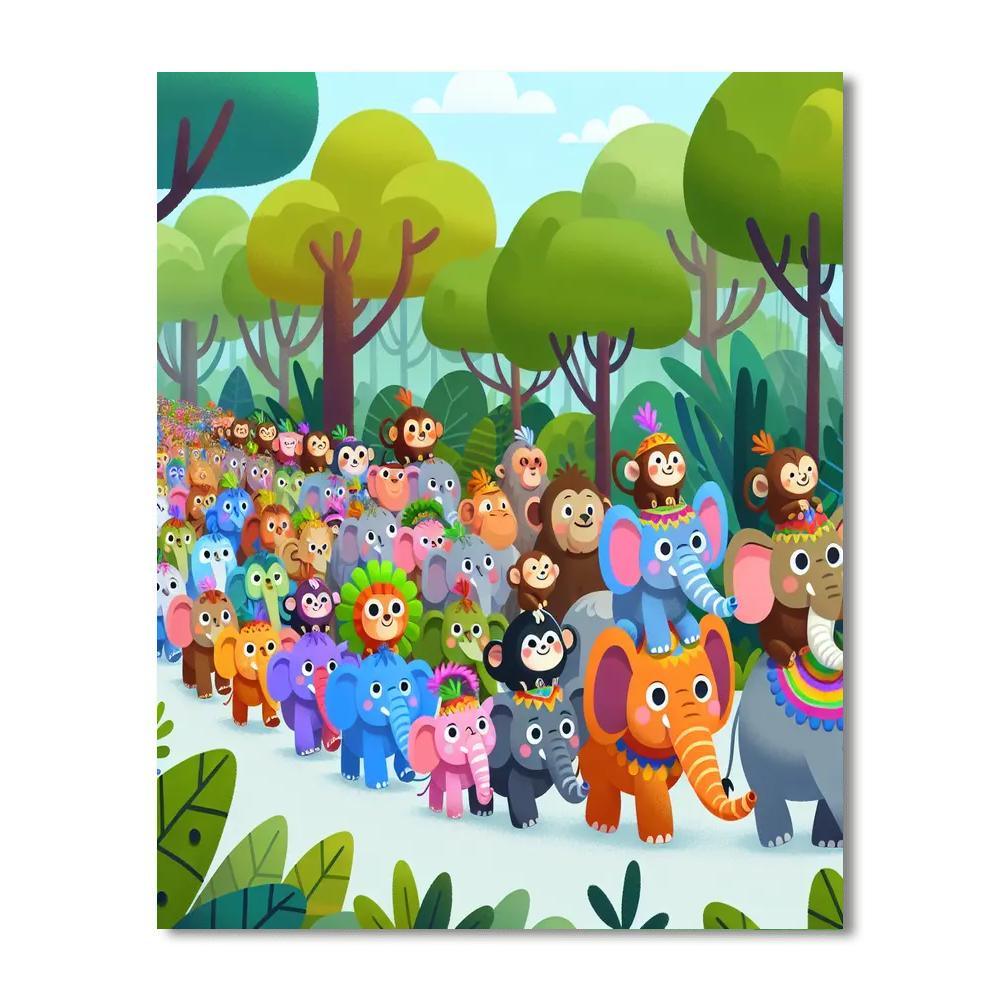 Festive Jungle Parade Numbered Painting Kits