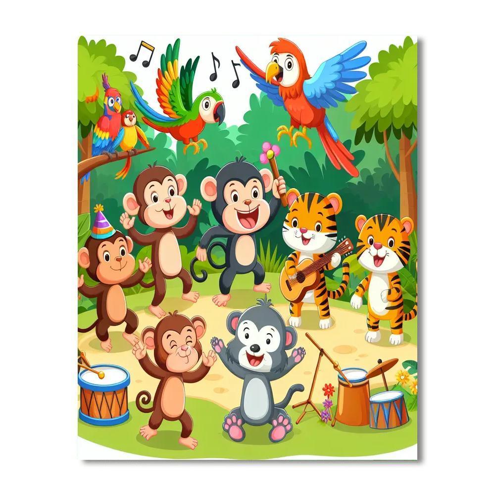 Happy Jungle Party Paint By Numbers Art