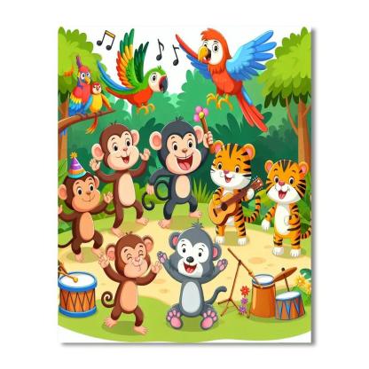 Happy Jungle Party Paint By Numbers Art