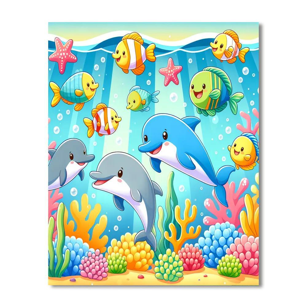 Joyful Underwater Friends Painting By Numbers Kit