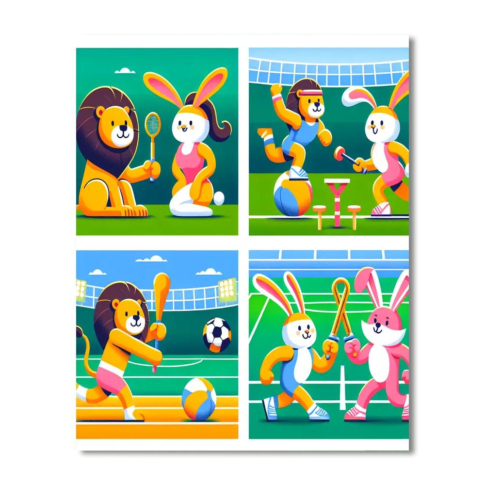 Sporty Animal Champs Paint By Numbers Art