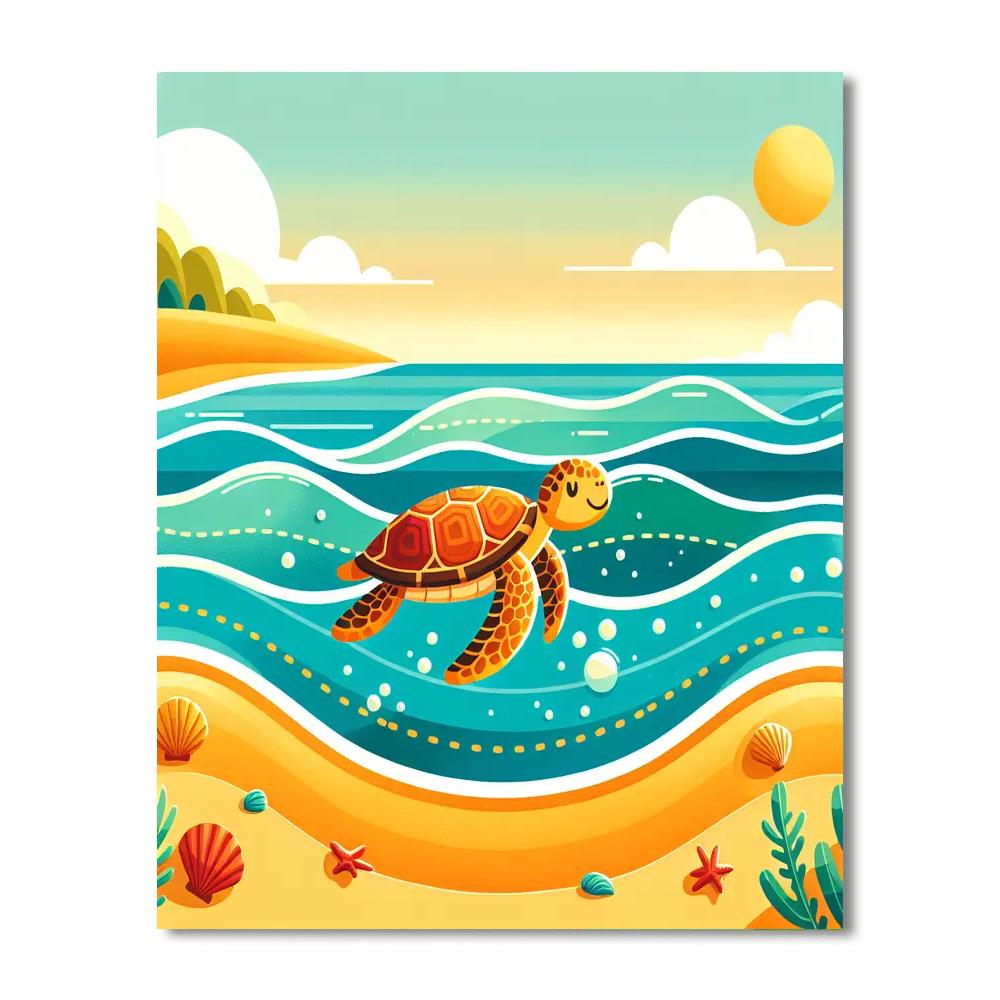 Sea Turtle Beach Safari Paint By Numbers Kits