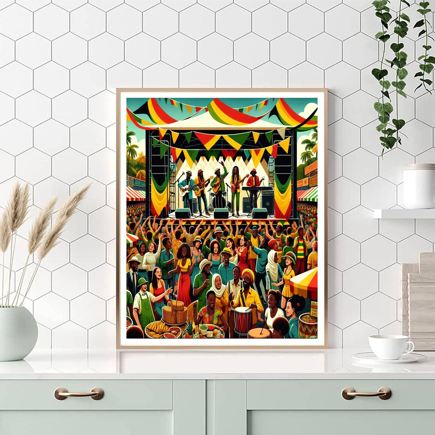 Jamaica Reggae Festival DIY Paint By Numbers