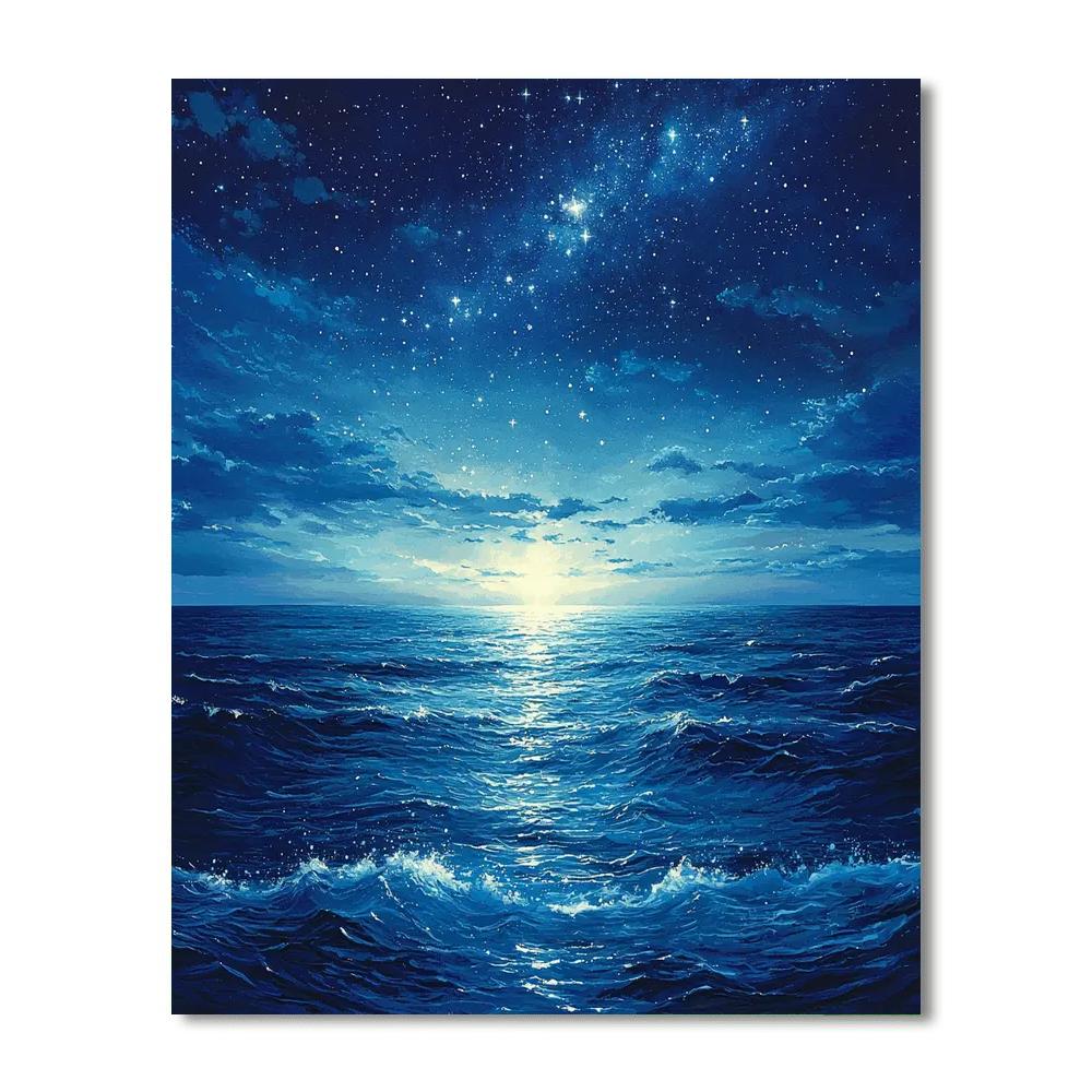 Utagawa Hiroshige Inspired Celestial Ocean Calm  Paint By Numbers Art