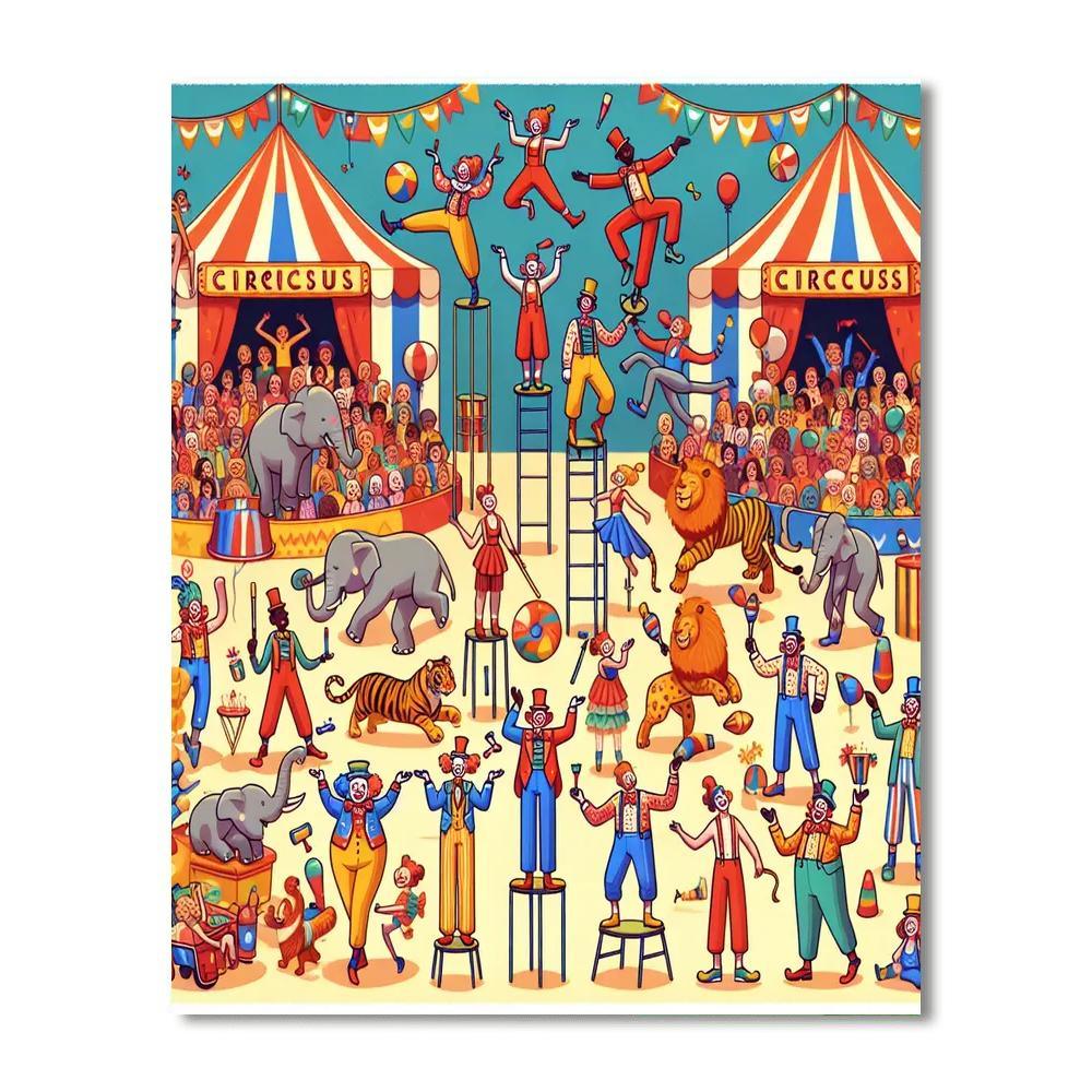 Joyful Circus Fun Paint By Numbers Art
