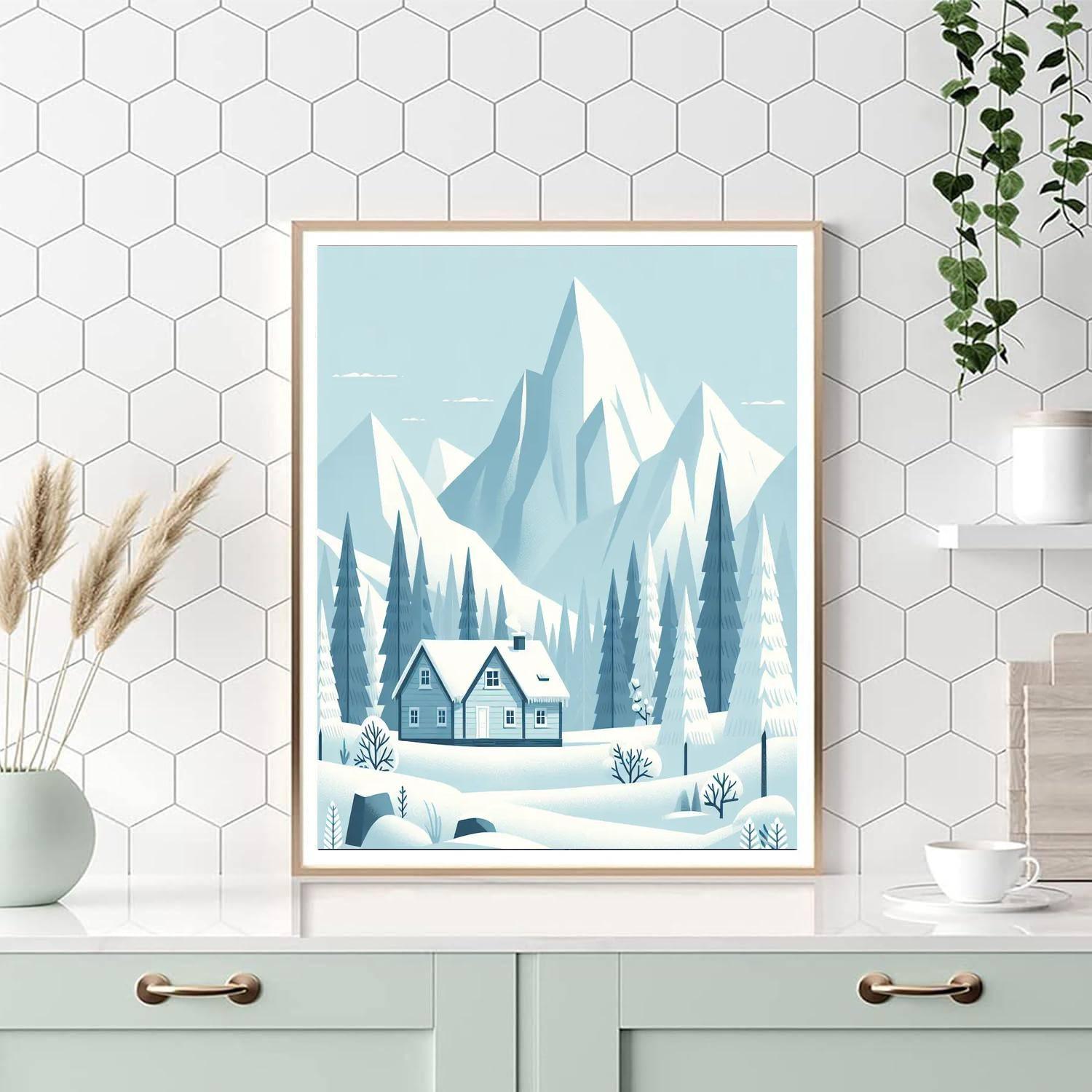 Nordic Winter Retreat Number Painting