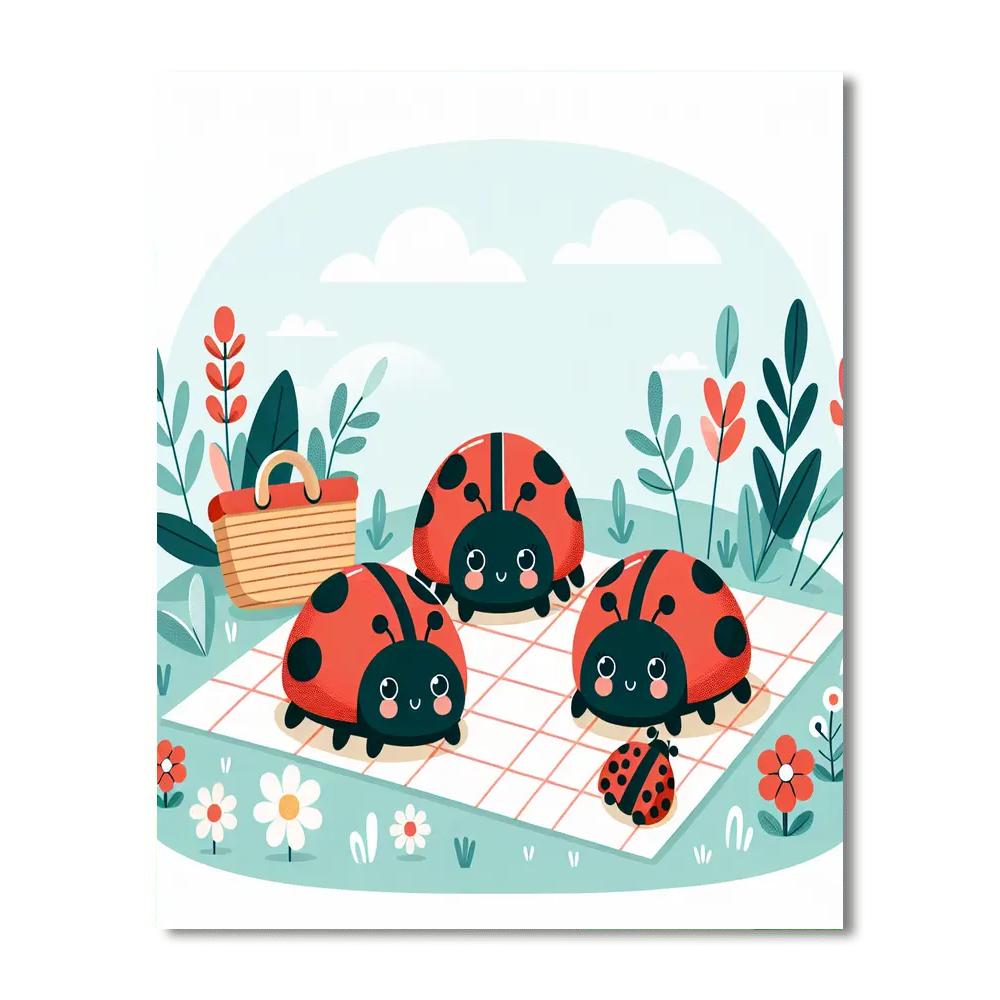 Charming Ladybug Picnic Paint By Color