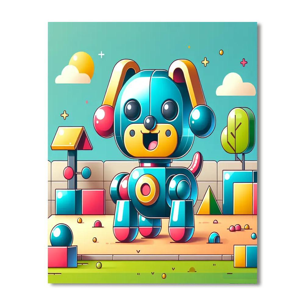 Clever Robot Dog Painting By Numbers Kit